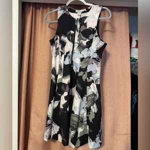 Bar lll Floral Sleeveless Dress - Black and White